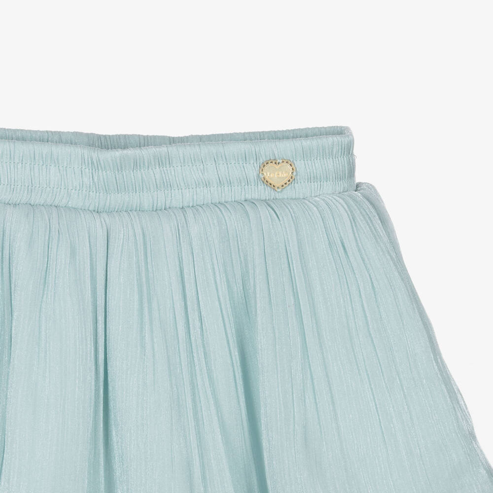 Le Chic-Girls Aqua Blue Shiny Chiffon Ruffle Skirt | Childrensalon