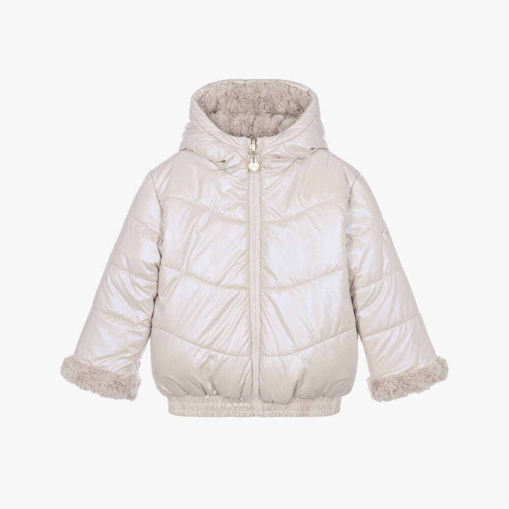 Le Chic-Girls Beige Reversible Padded Jacket | Childrensalon