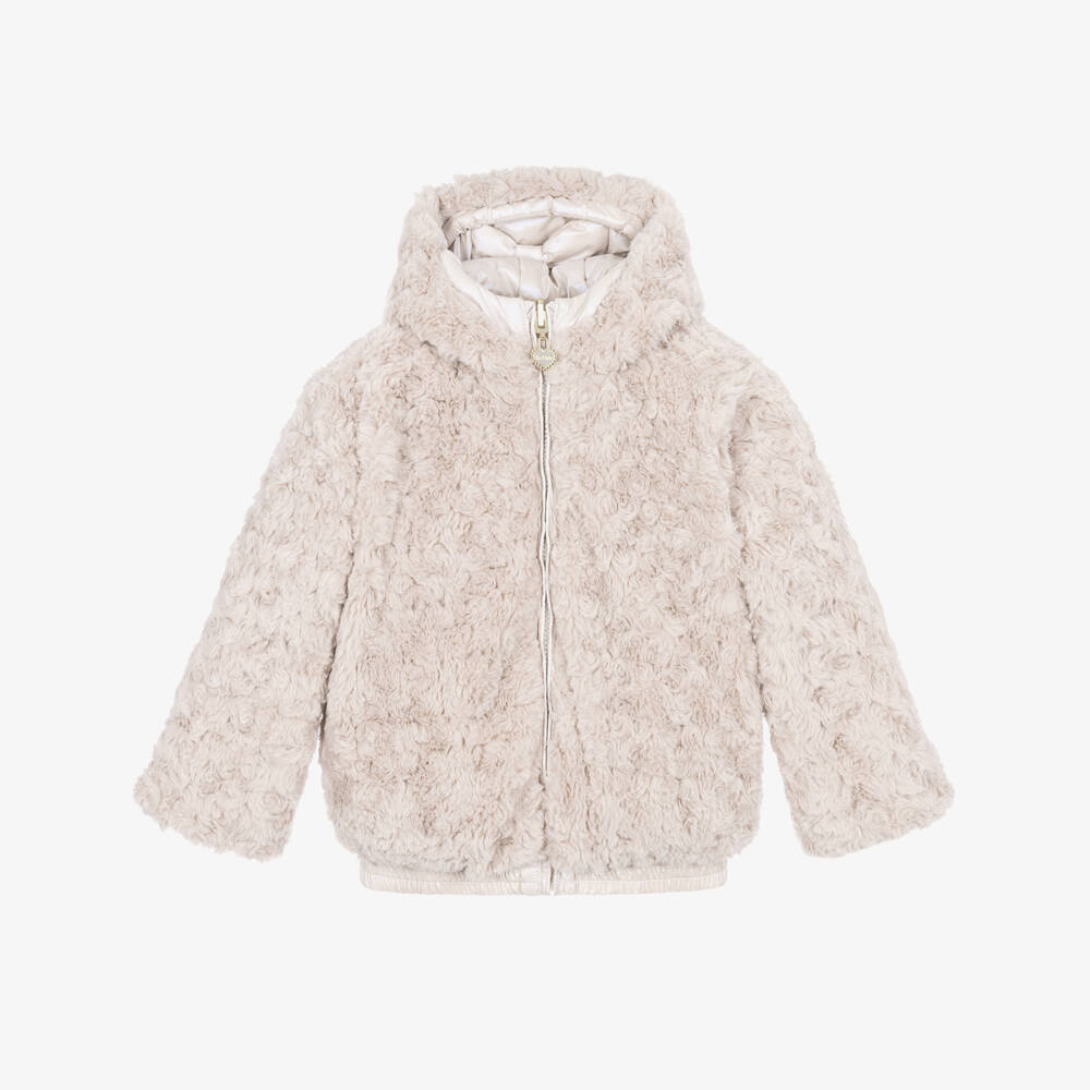 Le Chic-Girls Beige Reversible Padded Jacket | Childrensalon