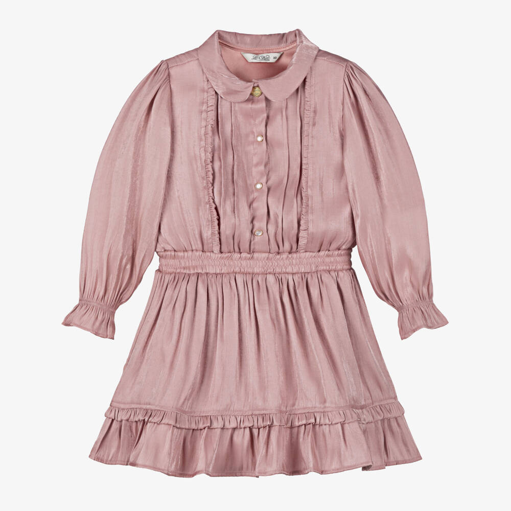 Le Chic-Girls Dusky Pink Satin Dress | Childrensalon