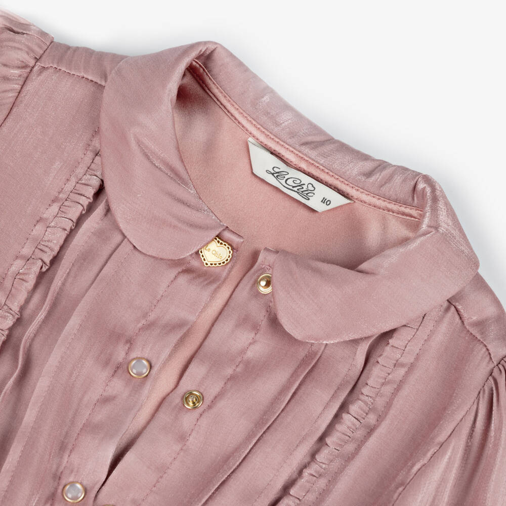 Le Chic-Girls Dusky Pink Satin Dress | Childrensalon