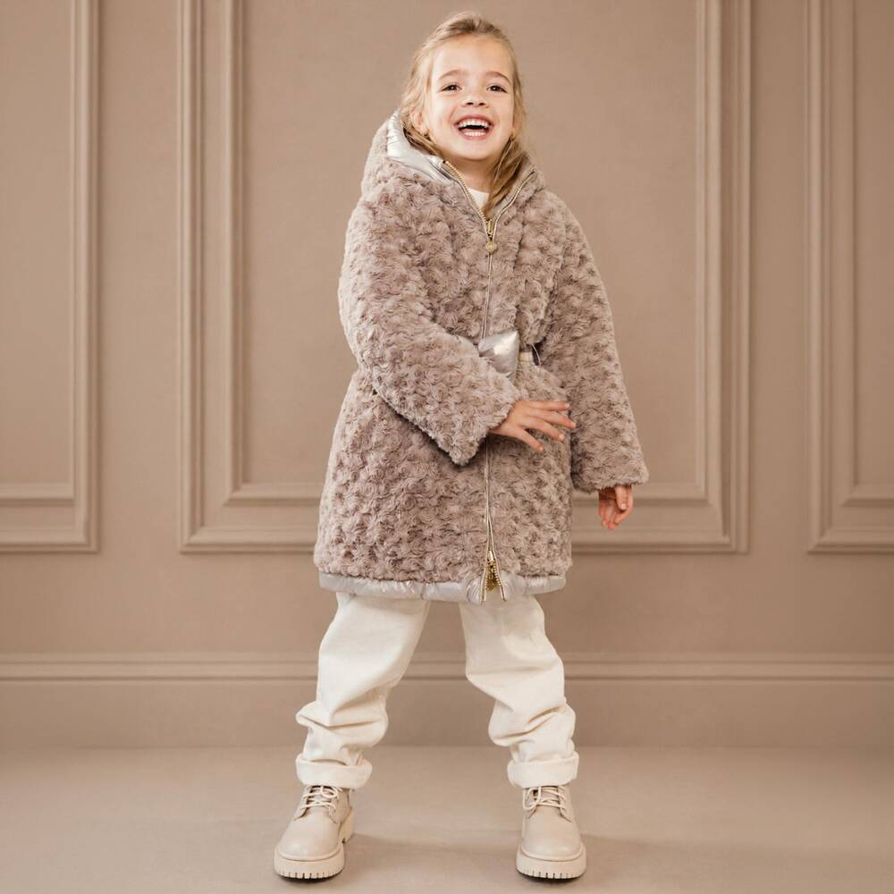 Le Chic-Girls Gold Reversible Puffer Coat | Childrensalon