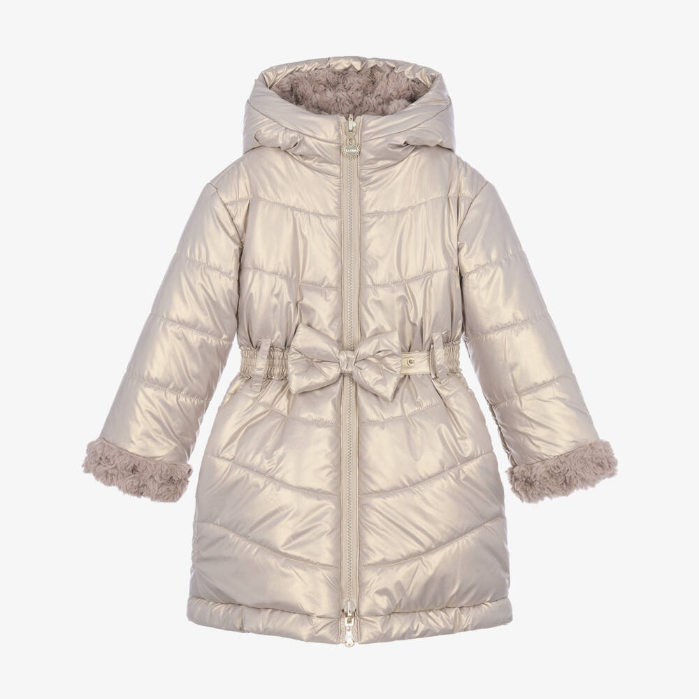 Le Chic-Girls Gold Reversible Puffer Coat | Childrensalon