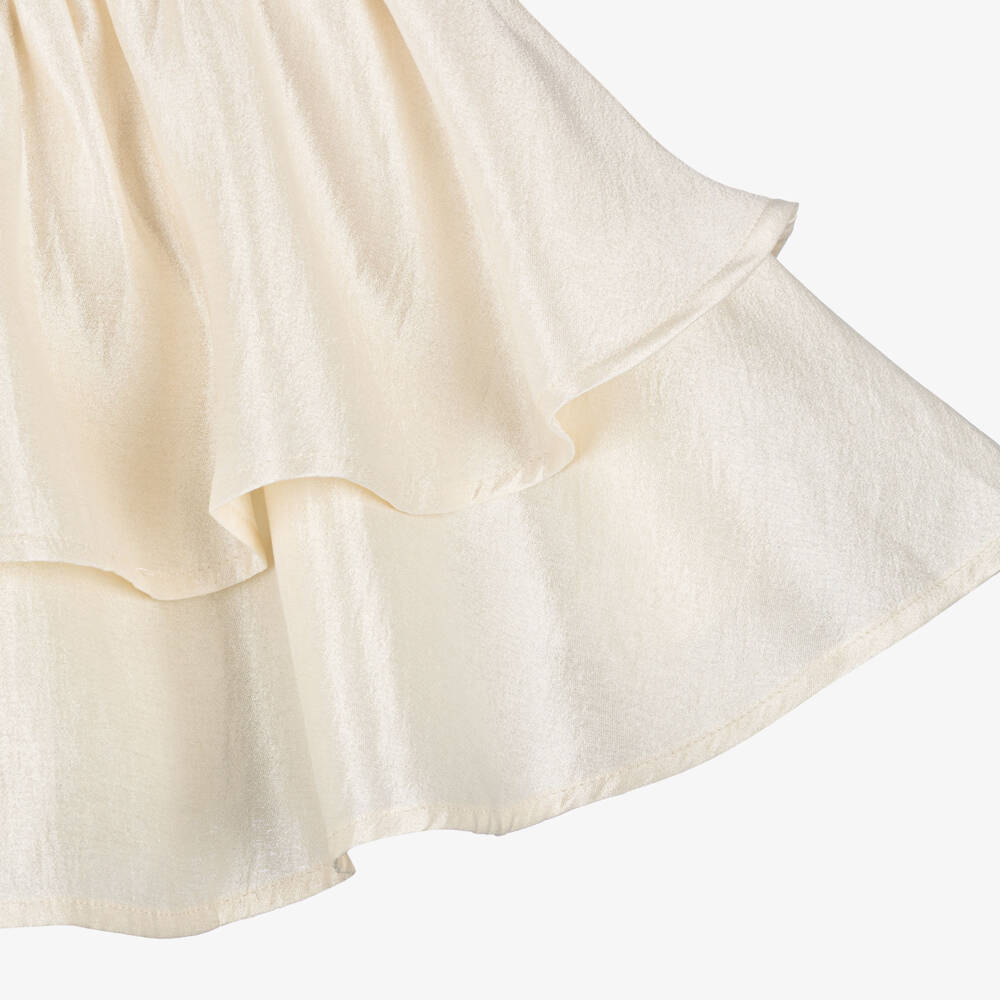 Le Chic-Платье кремовое из креп-сатина и кружева для девочек | Childrensalon