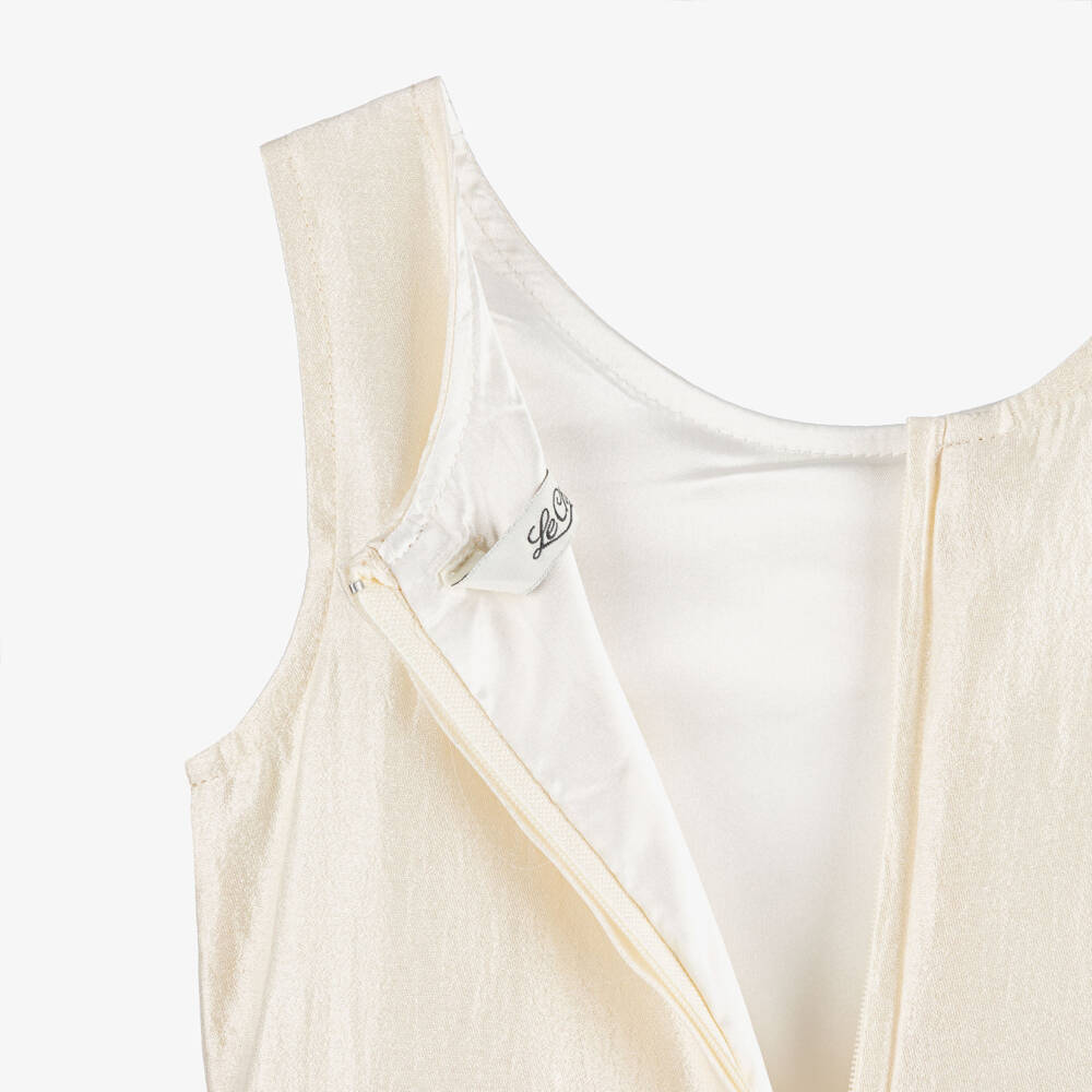 Le Chic-فستان بدون أكمام كريب ساتان لون عاجي للبنات | Childrensalon