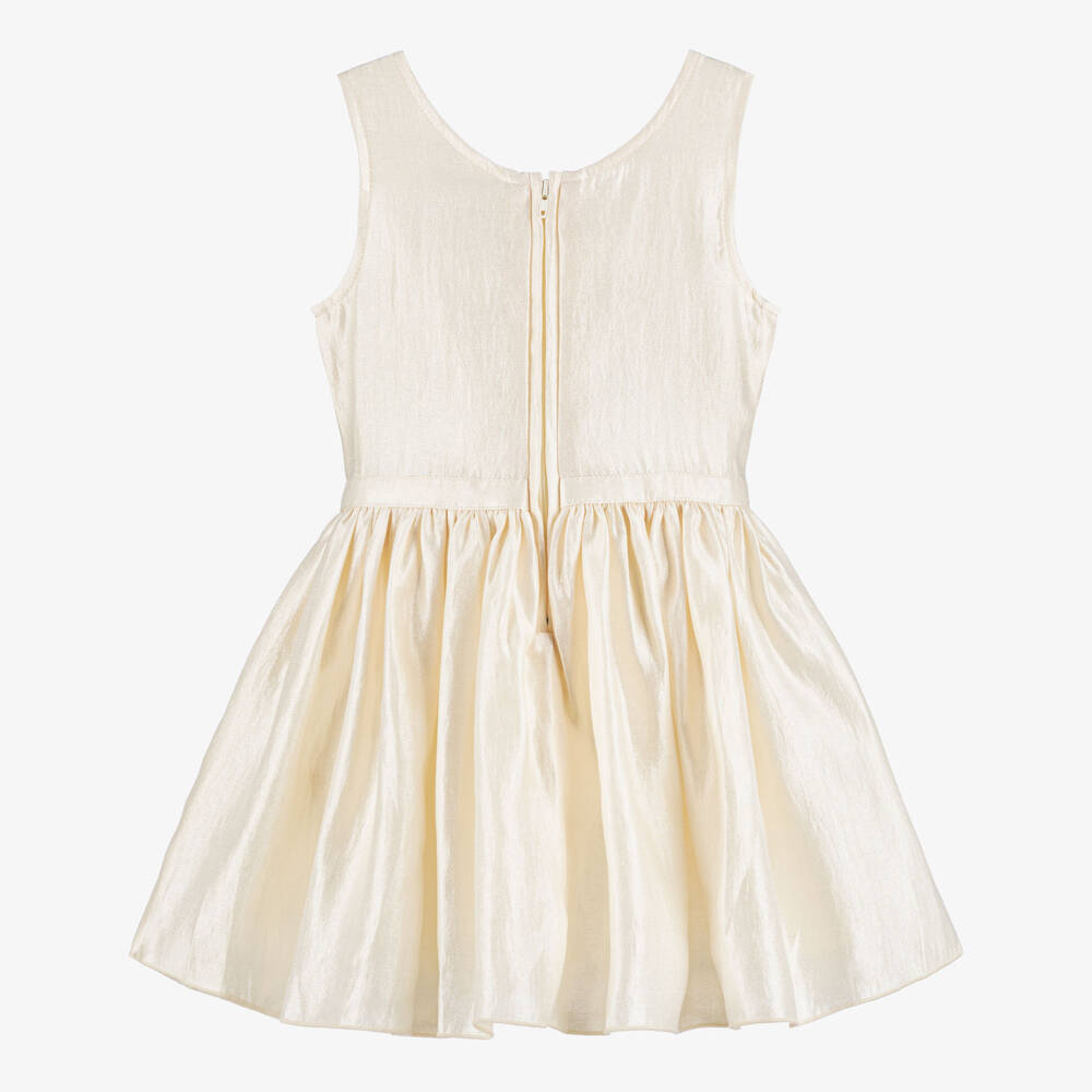 Le Chic-فستان بدون أكمام كريب ساتان لون عاجي للبنات | Childrensalon