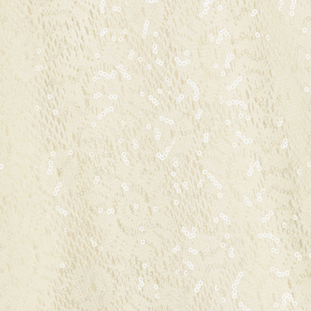 Le Chic-Girls Ivory Crochet Knit Dress with Sequins | Childrensalon