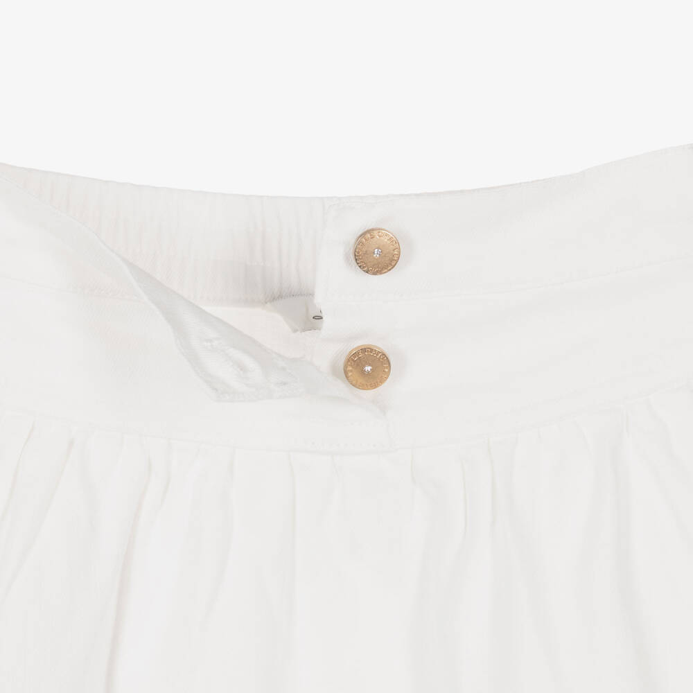 Le Chic-تنورة دنيم بأزرار ذهبية لون عاجي للبنات | Childrensalon