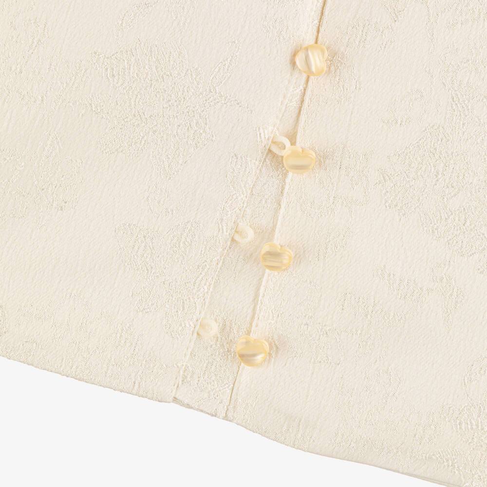 Le Chic-توب جاكار بنقشة ورود لون عاجي للبنات | Childrensalon