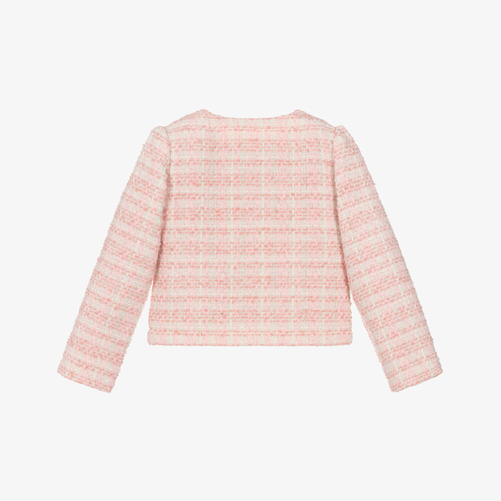 Le Chic-جاكيت تويد لون زهري وعاجي للبنات | Childrensalon