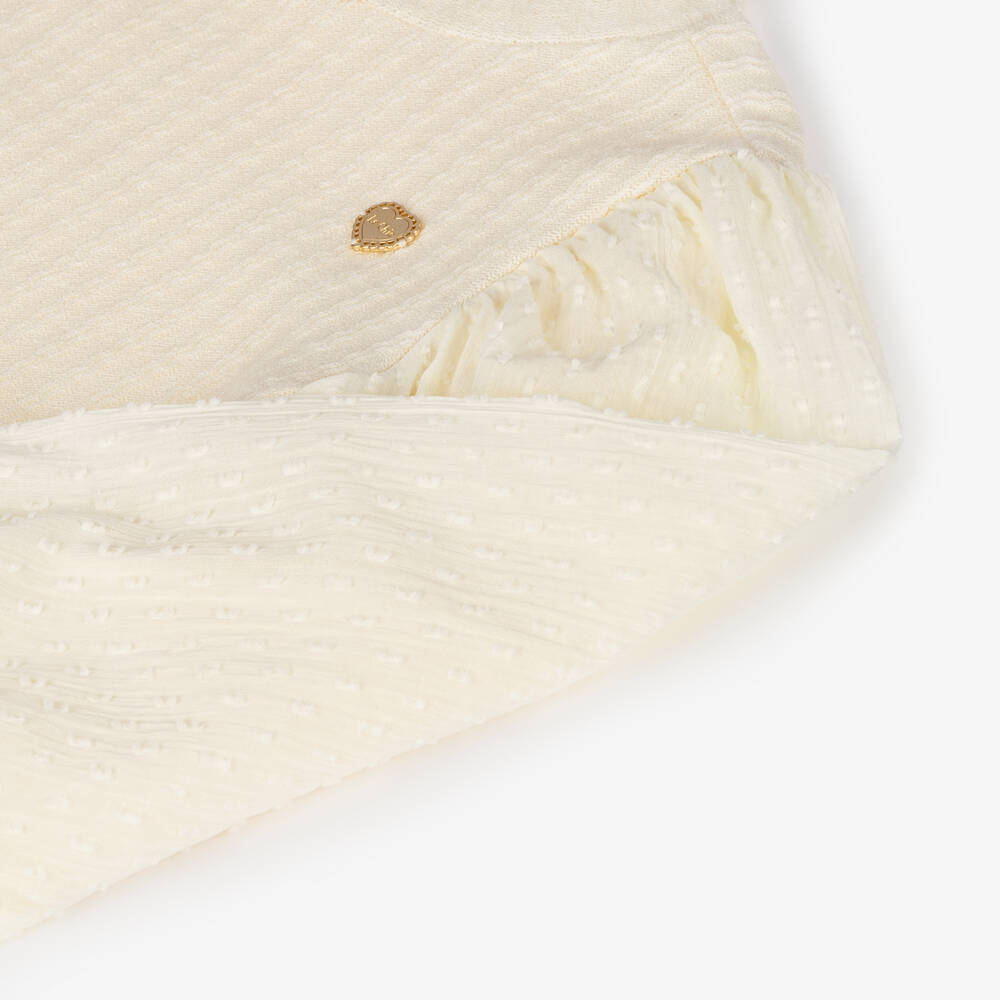 Le Chic-Girls Ivory Puffed Sleeve Turtleneck Top | Childrensalon