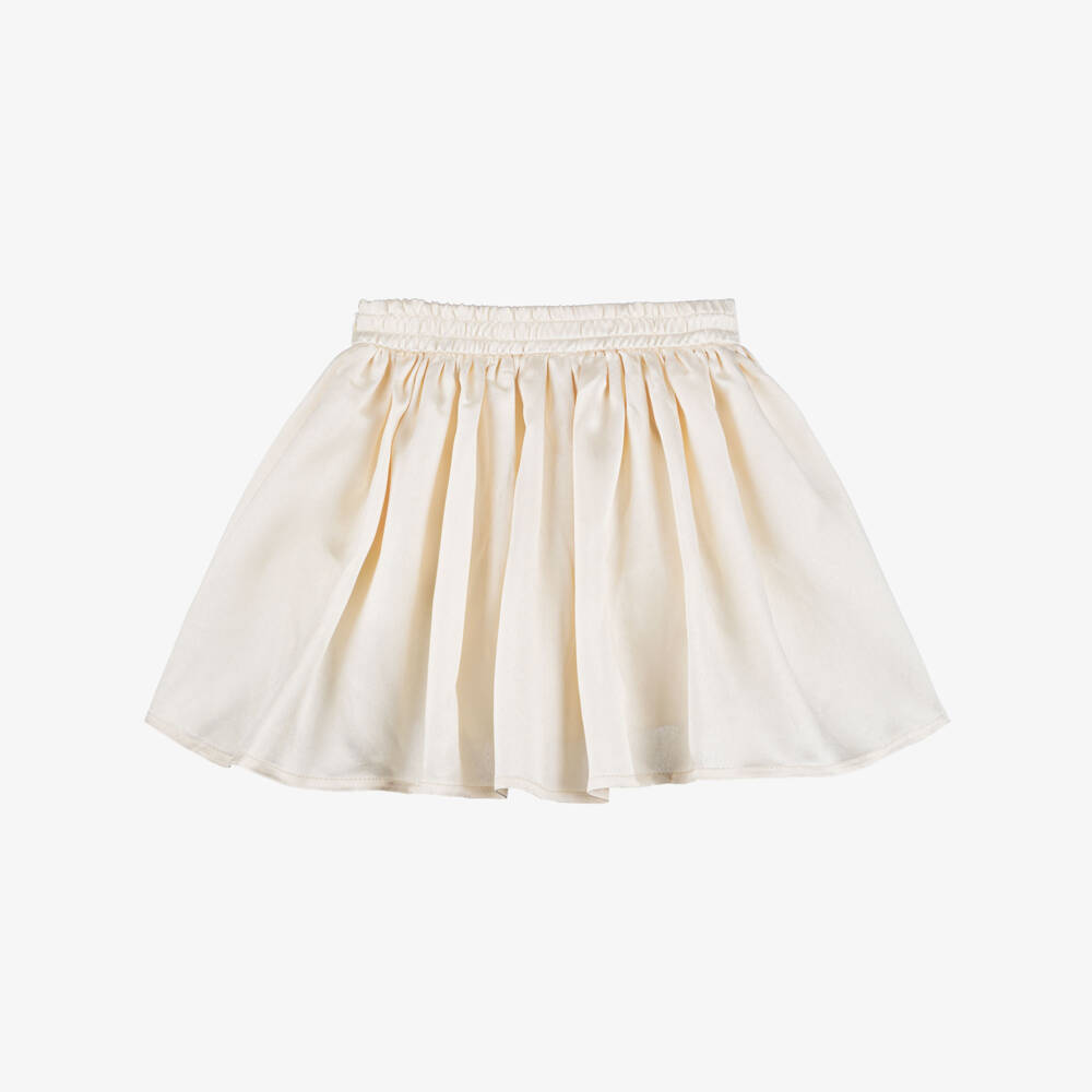Le Chic-Girls Ivory Satin Full & Flared Skirt | Childrensalon