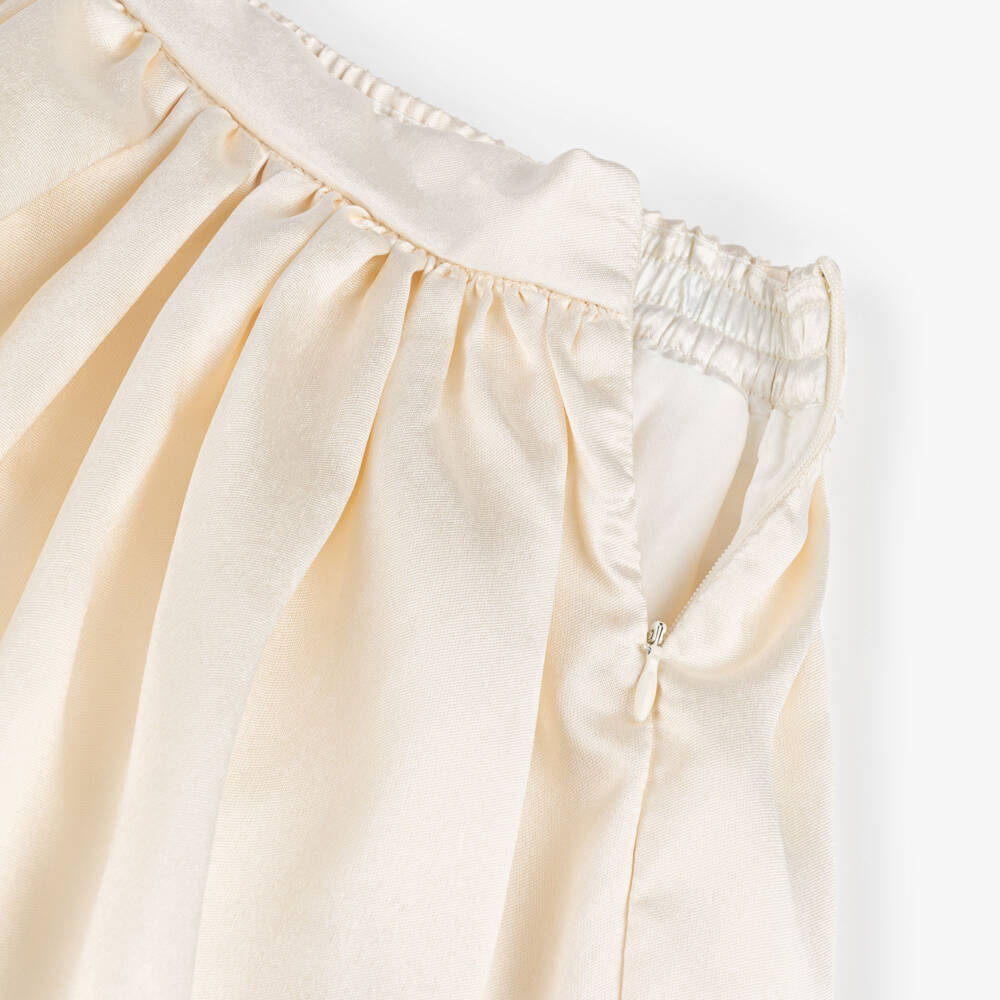 Le Chic-Girls Ivory Satin Full & Flared Skirt | Childrensalon