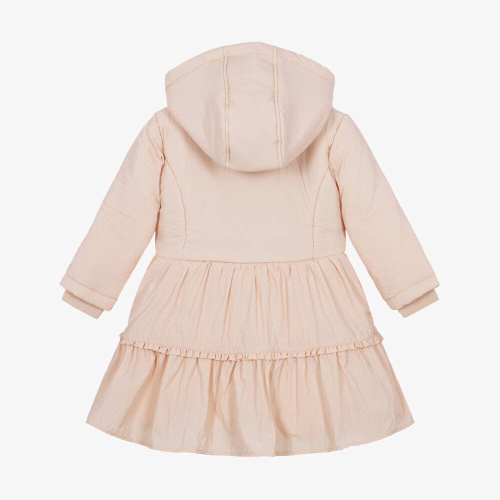Le Chic-Girls Light Pink Collared Coat with Detachable Hood | Childrensalon