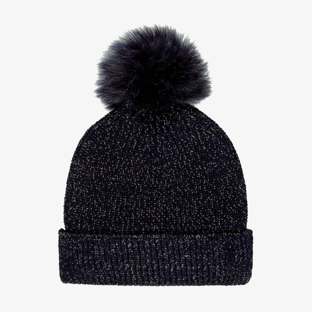 Le Chic-Girls Navy Blue Knitted Hat & Scarf Set | Childrensalon