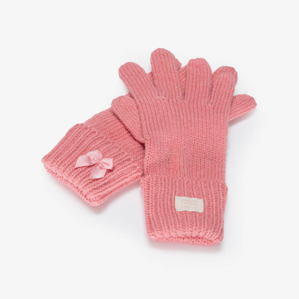 Le Chic-Girls Pink Knitted Gloves | Childrensalon