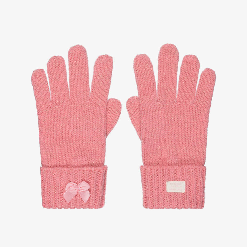 Le Chic-Girls Pink Knitted Gloves | Childrensalon