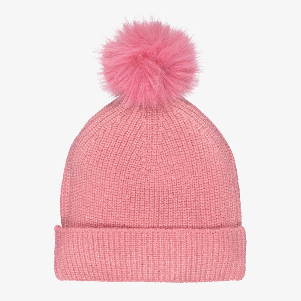 Le Chic-Шапка с шарфом розовая вязаная для девочек | Childrensalon