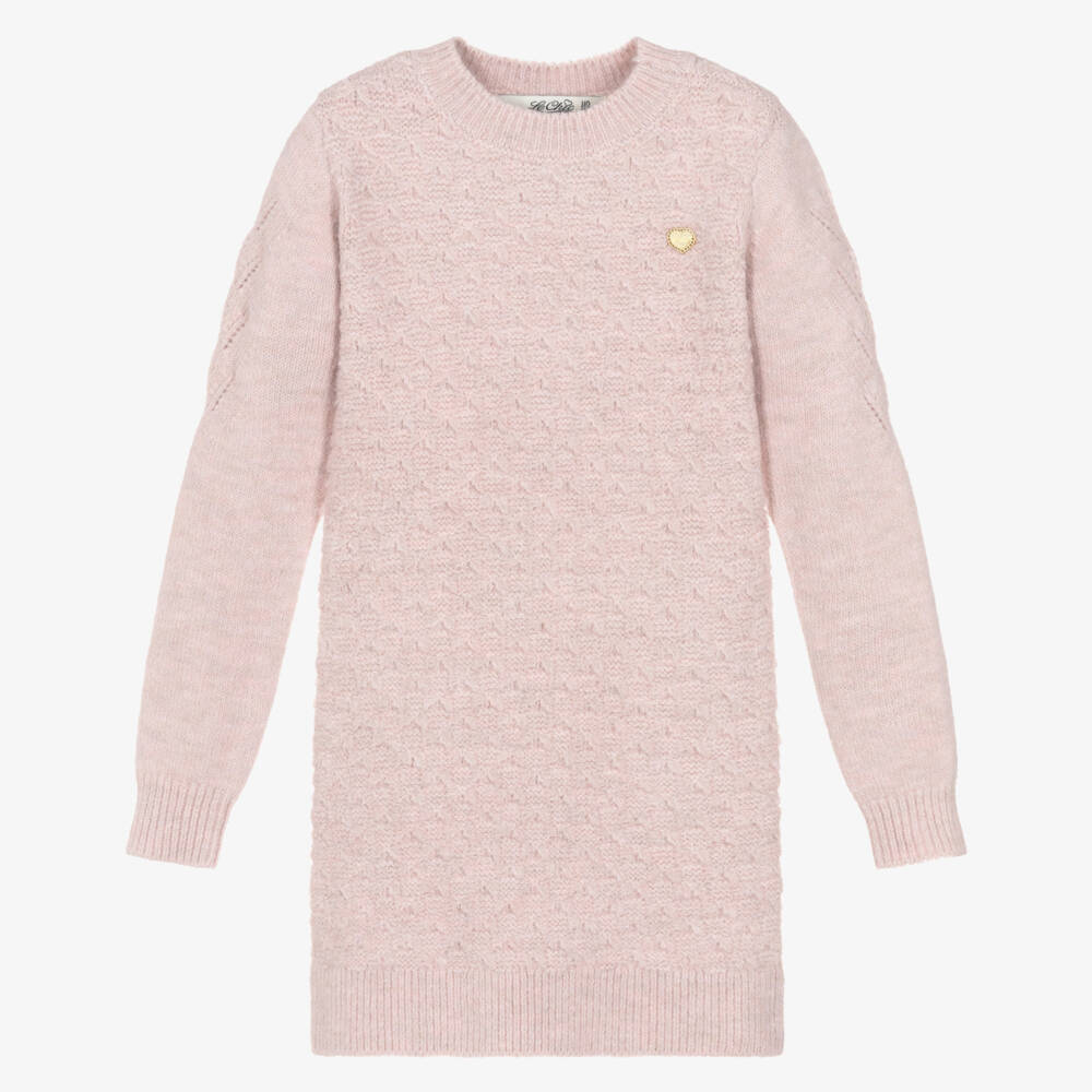 Le Chic-Girls Pink Knitted Sweater Dress | Childrensalon