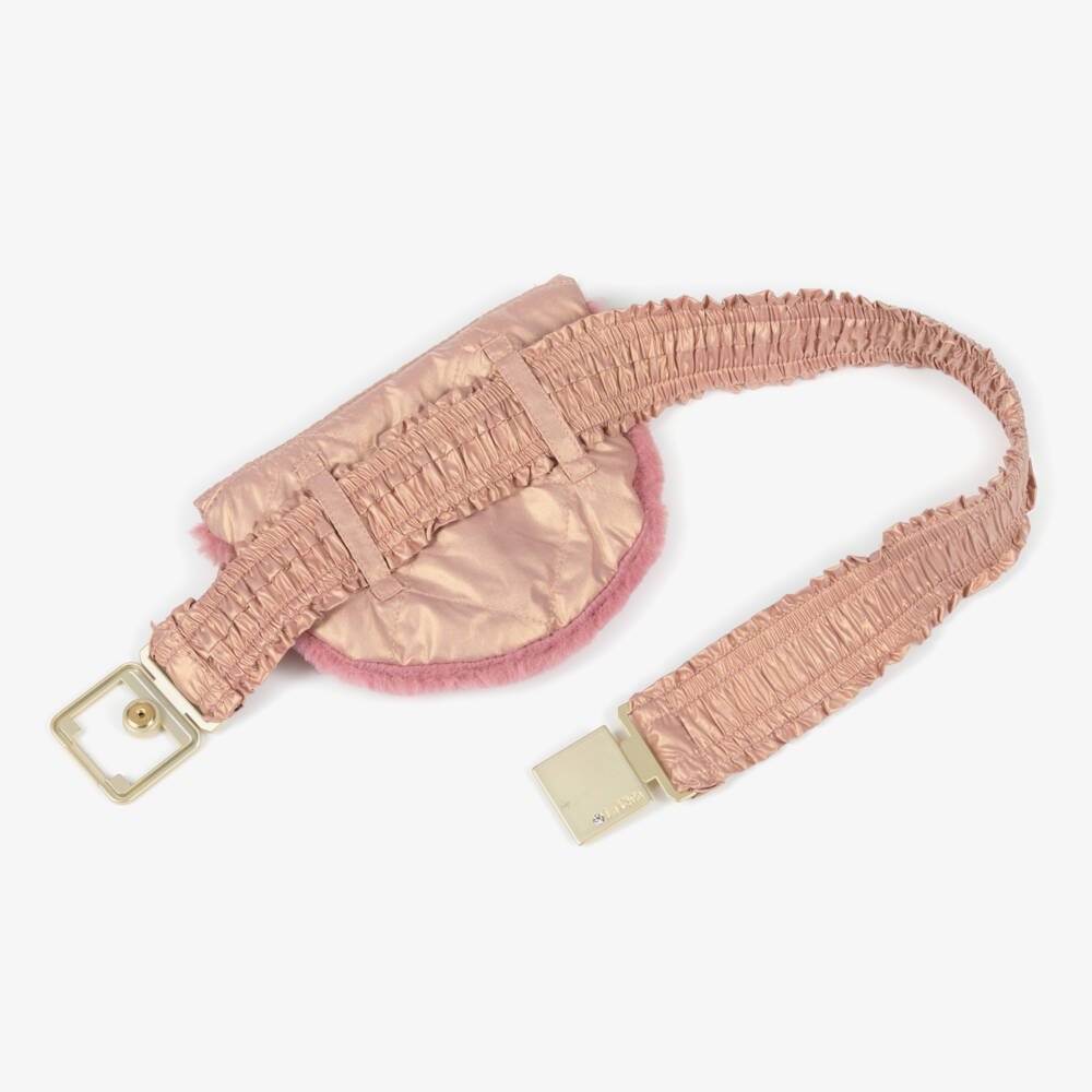 Le Chic-Куртка-пуховик розовая с сумкой-поясом и золотистым блеском для девочек | Childrensalon