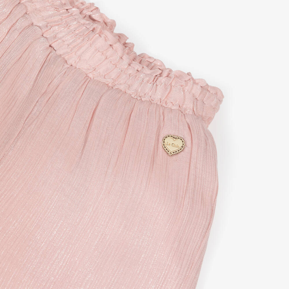 Le Chic-Girls Pink Shimmery Wide Leg Trousers | Childrensalon