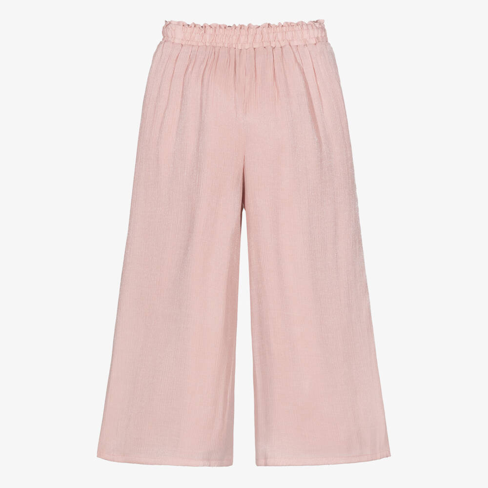 Le Chic-Girls Pink Shimmery Wide Leg Trousers | Childrensalon