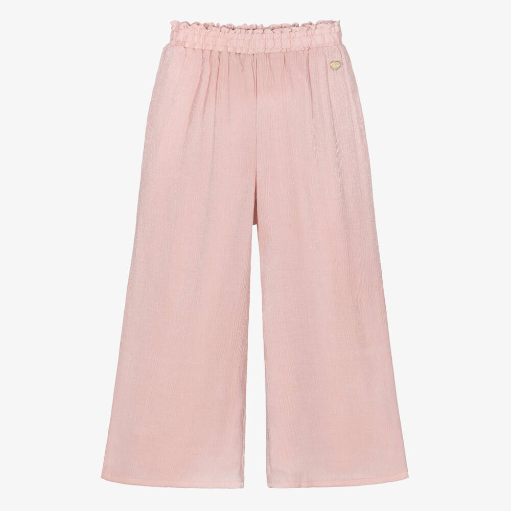 Le Chic-Girls Pink Shimmery Wide Leg Trousers | Childrensalon
