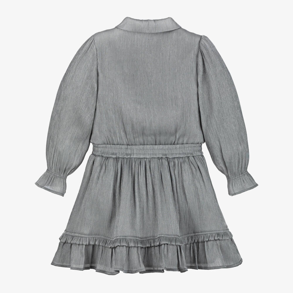 Le Chic-Girls Shimmery Grey Pleated Dress | Childrensalon