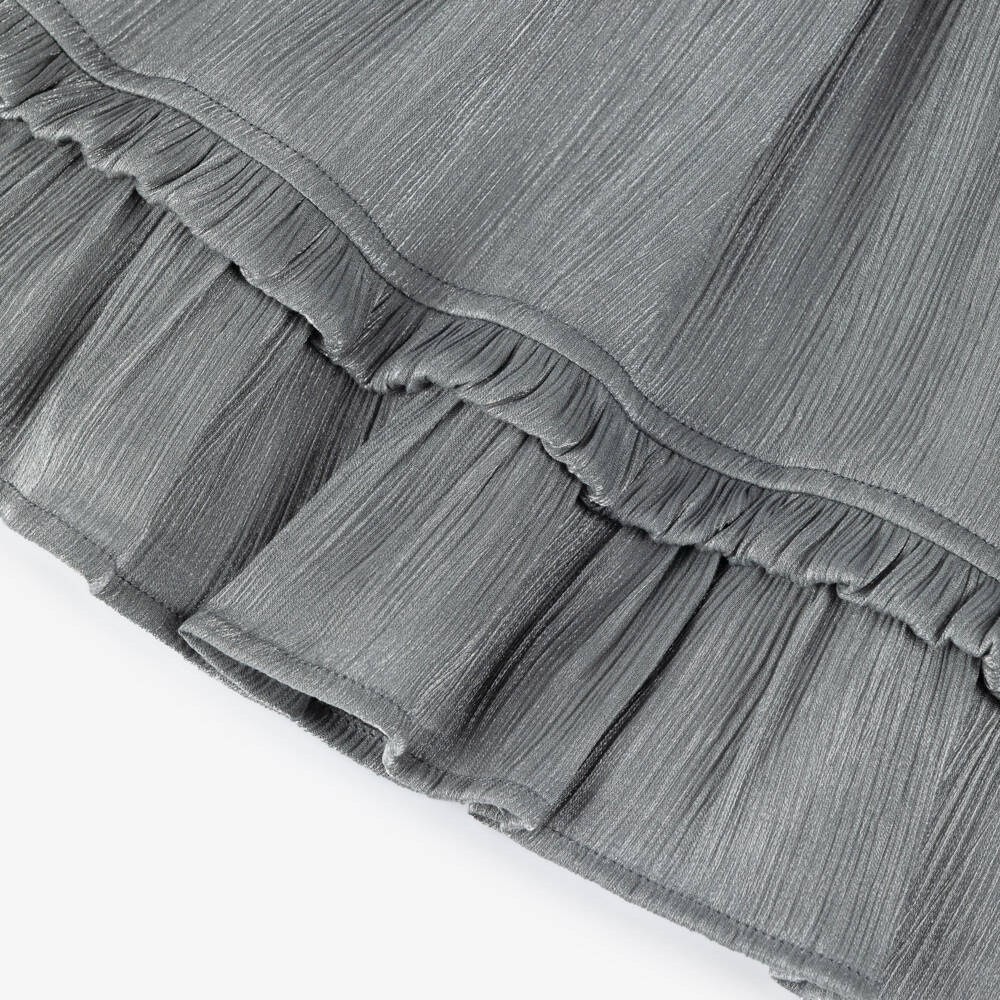 Le Chic-Girls Shimmery Grey Pleated Dress | Childrensalon