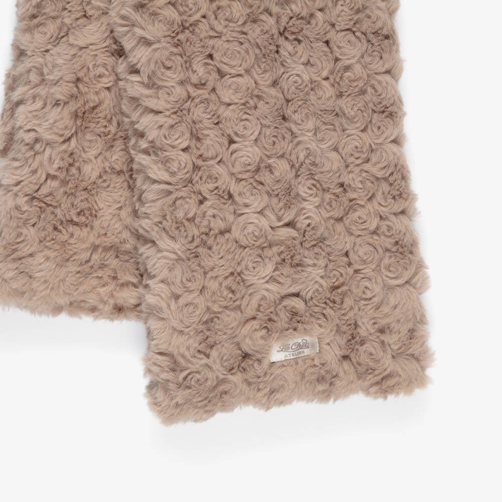 Le Chic-Girls Soft Beige Faux Fur Scarf (115cm) | Childrensalon