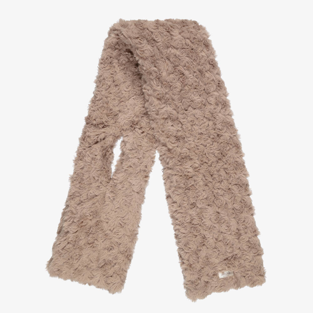 Le Chic-Girls Soft Beige Faux Fur Scarf (115cm) | Childrensalon