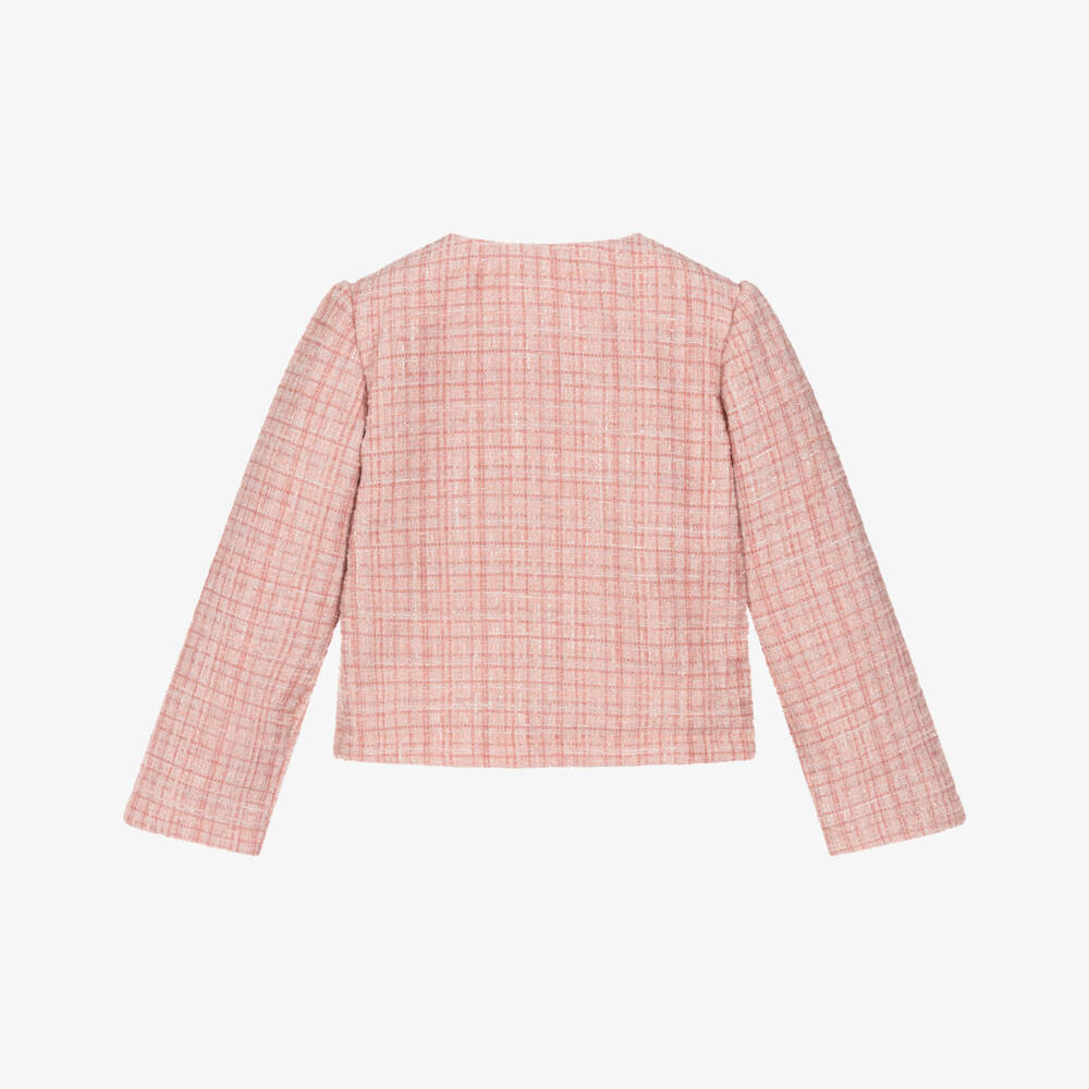 Le Chic-Girls Sparkly Pink Tweed Jacket with Diamanté Buttons | Childrensalon