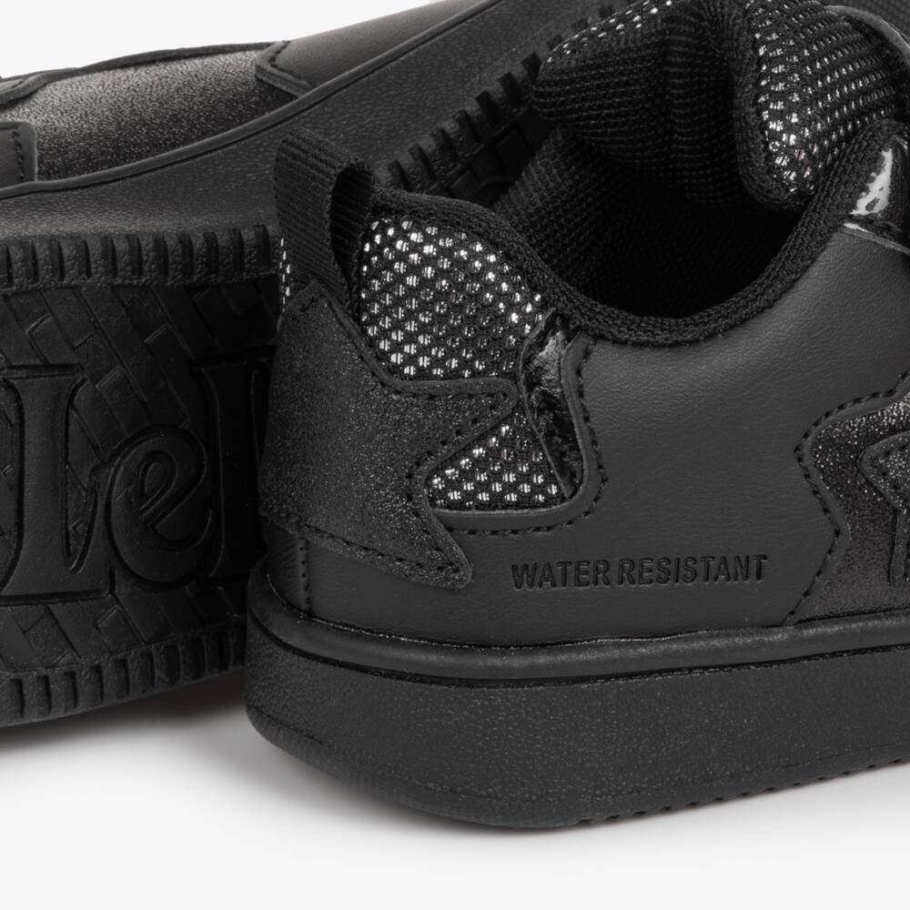 Lelli Kelly-Girls Black Faux Leather Trainers with Glittery Stars | Childrensalon