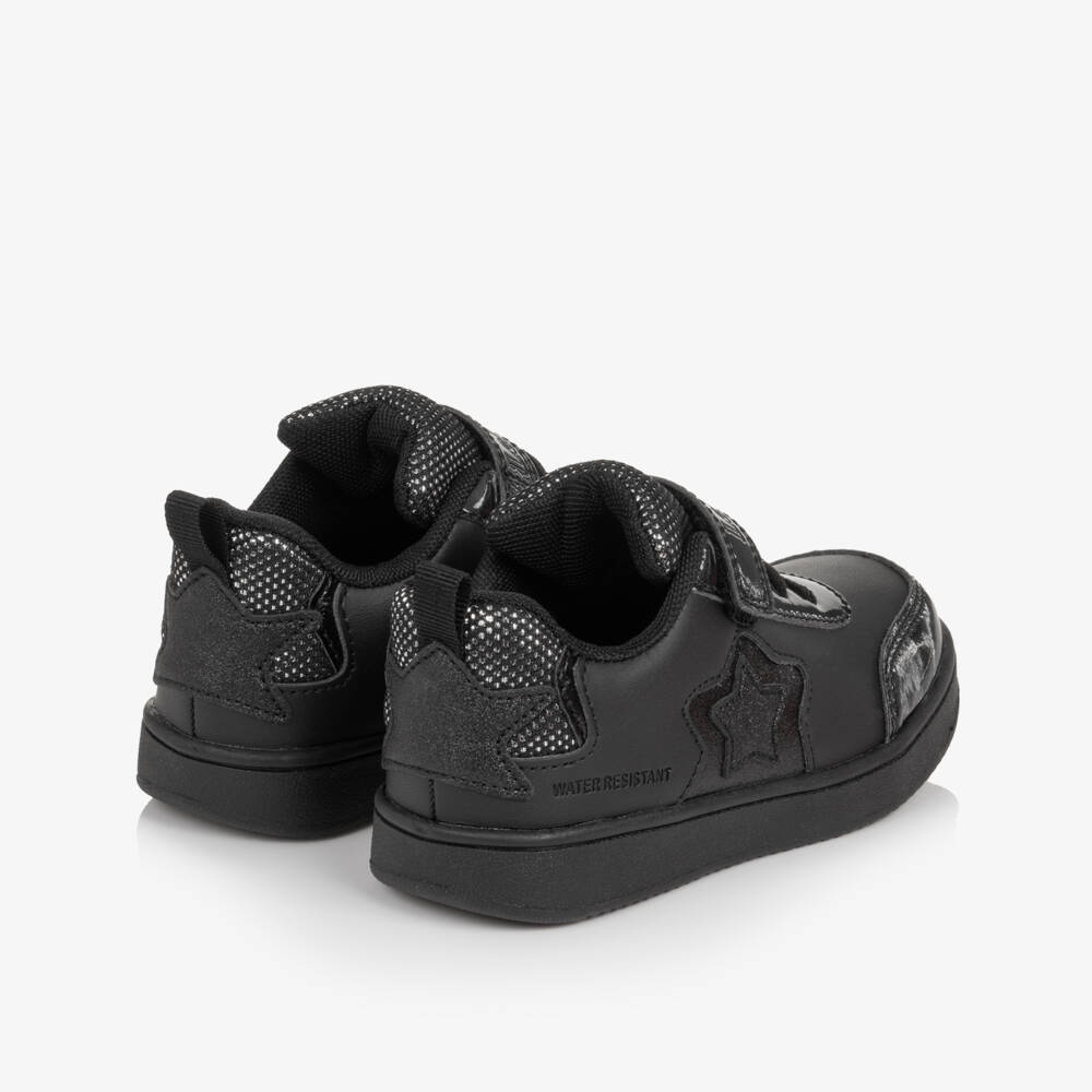Lelli Kelly-Girls Black Faux Leather Trainers with Glittery Stars | Childrensalon