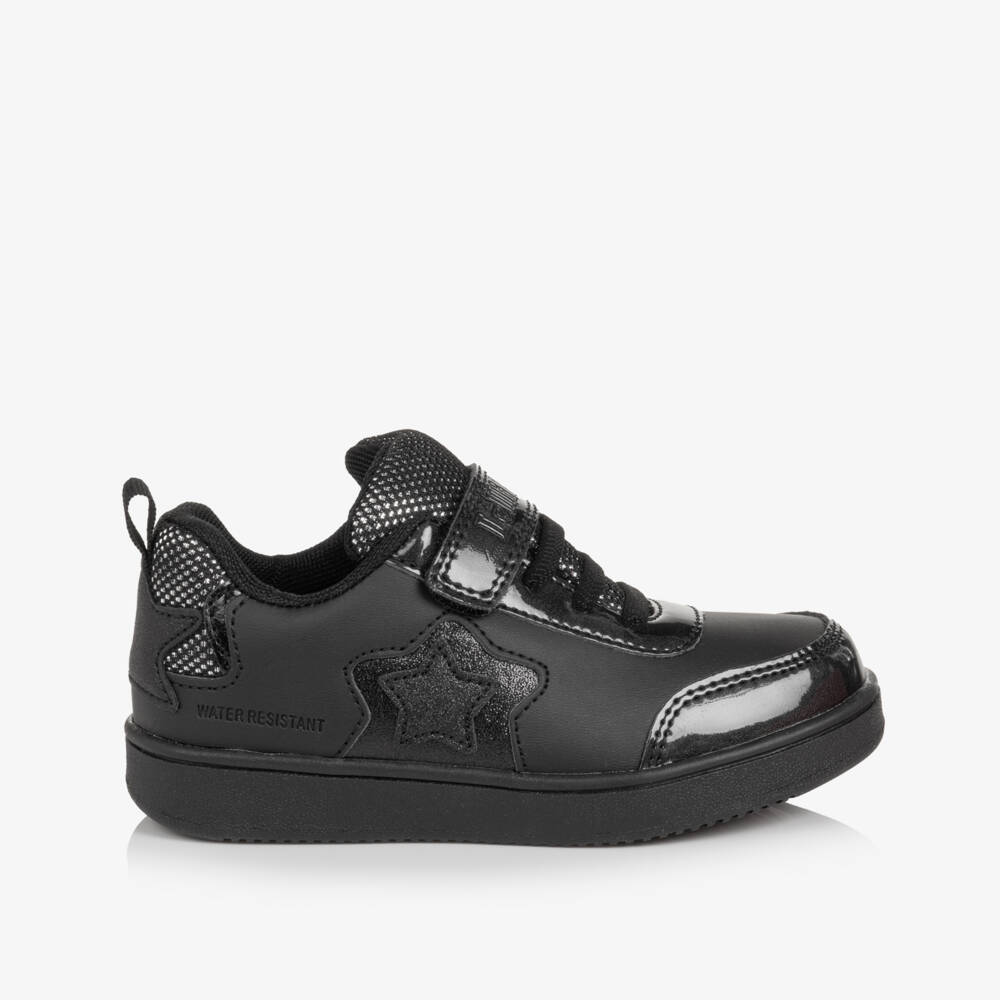 Lelli Kelly-Girls Black Faux Leather Trainers with Glittery Stars | Childrensalon