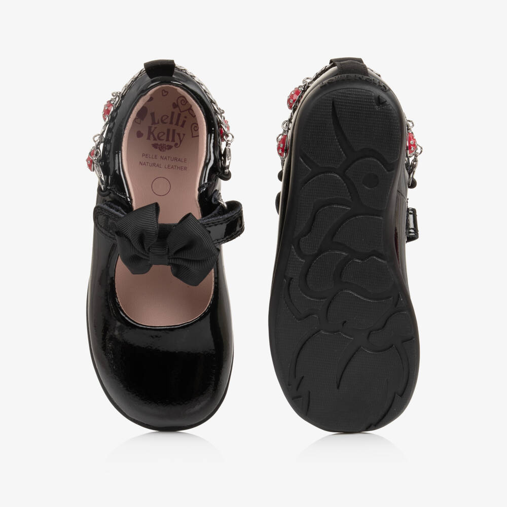 Lelli Kelly-Girls Black Patent Leather Ladybird School Shoes (G Width) | Childrensalon