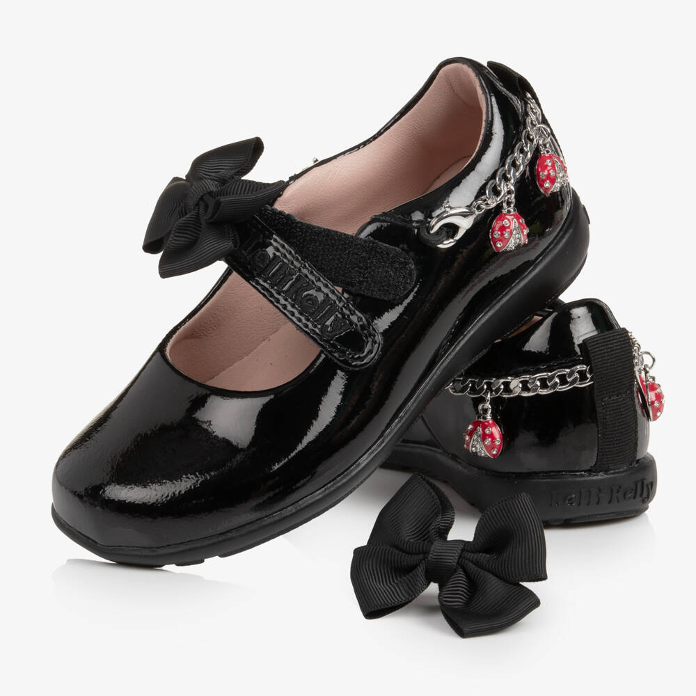 Lelli Kelly-Girls Black Patent Leather Ladybird School Shoes (G Width) | Childrensalon