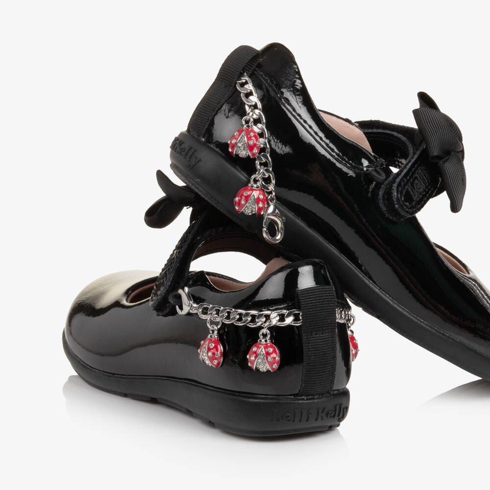 Lelli Kelly-Girls Black Patent Leather Ladybird School Shoes (G Width) | Childrensalon