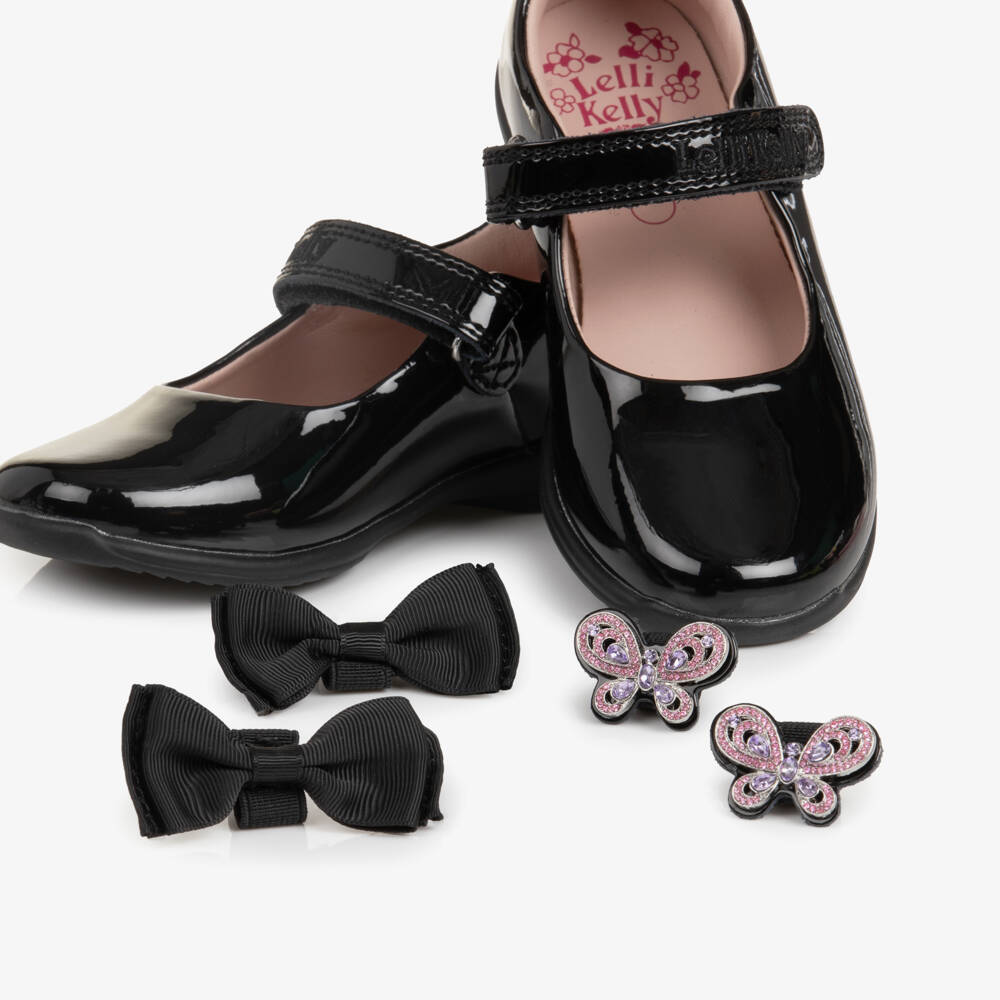 Lelli Kelly-Girls Black Patent Leather Melody Bar Shoe (F width) | Childrensalon