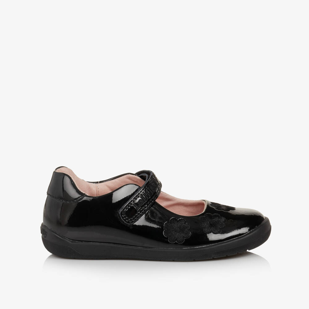 Lelli Kelly-Girls Black Patent Leather School Shoes with Flowers | Childrensalon