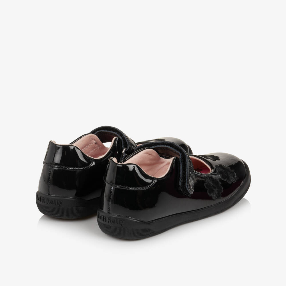 Lelli Kelly-Girls Black Patent Leather School Shoes with Flowers | Childrensalon