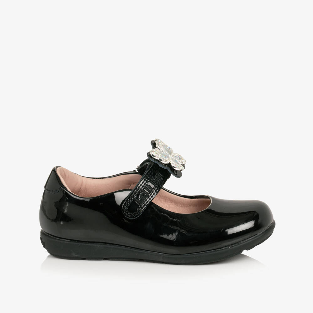 Lelli Kelly-Girls Black Patent Leather Shoes with Butterflies (G Width) | Childrensalon