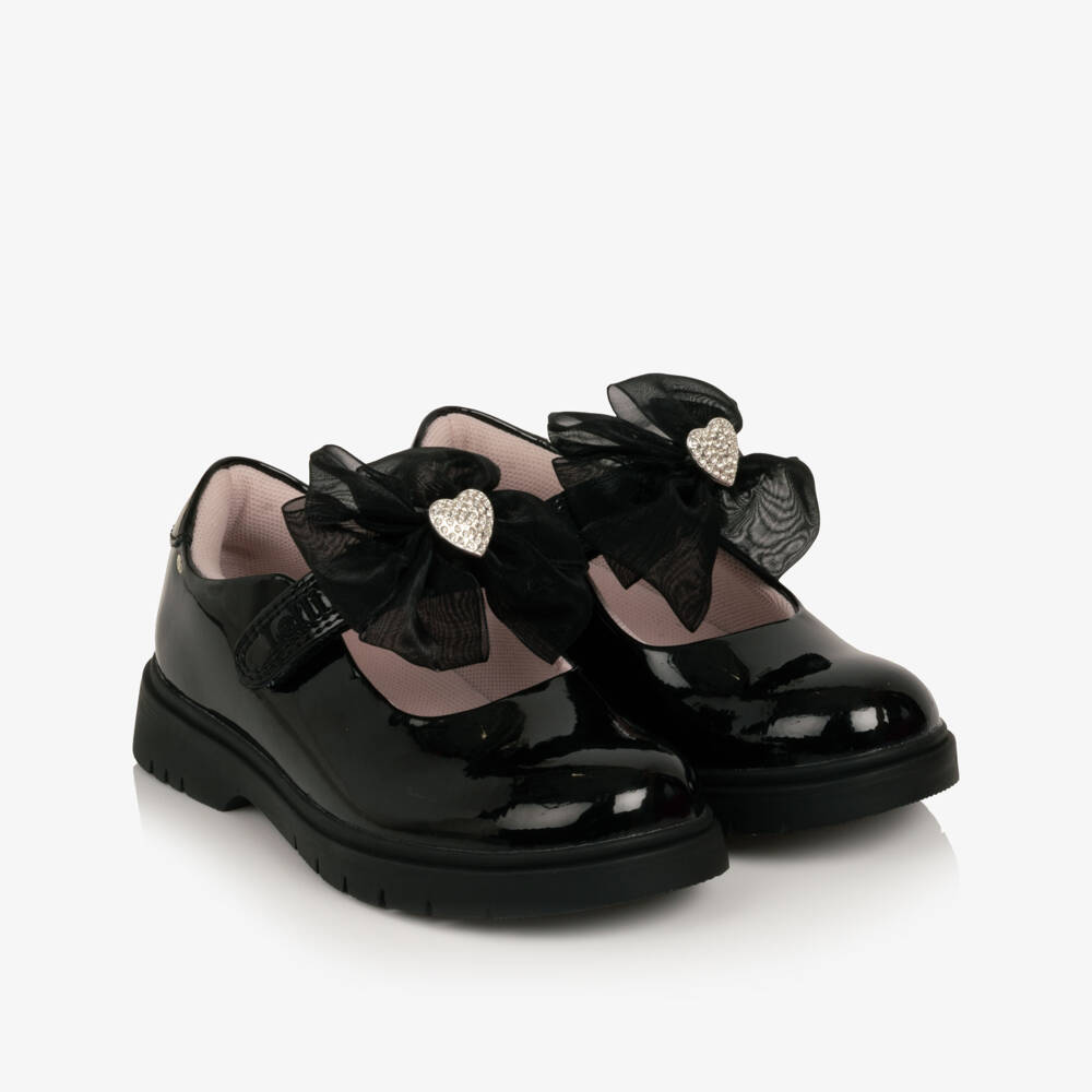 Lelli Kelly-Girls Black Patent Leather Shoes with Removable Bows | Childrensalon