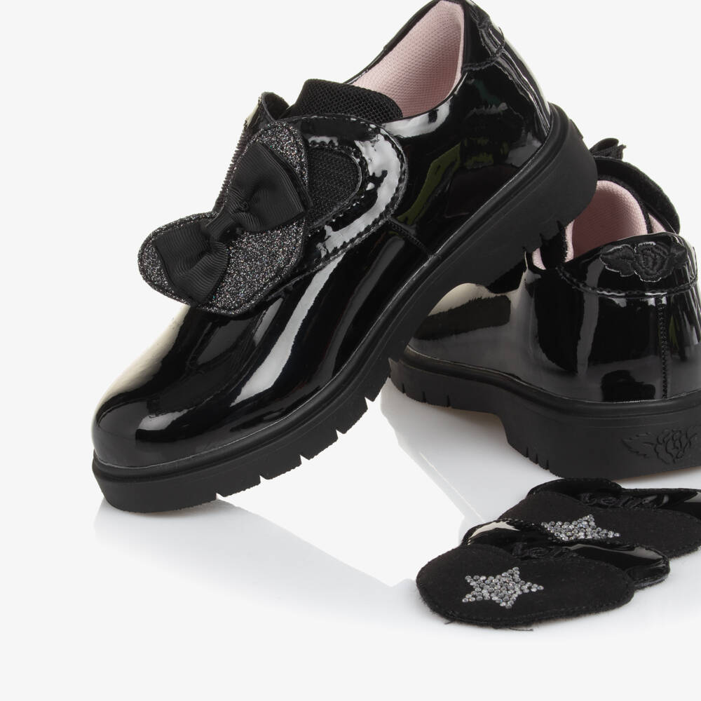 Lelli Kelly-Girls Black Patent Leather Velcro Shoes with Removable Patches | Childrensalon