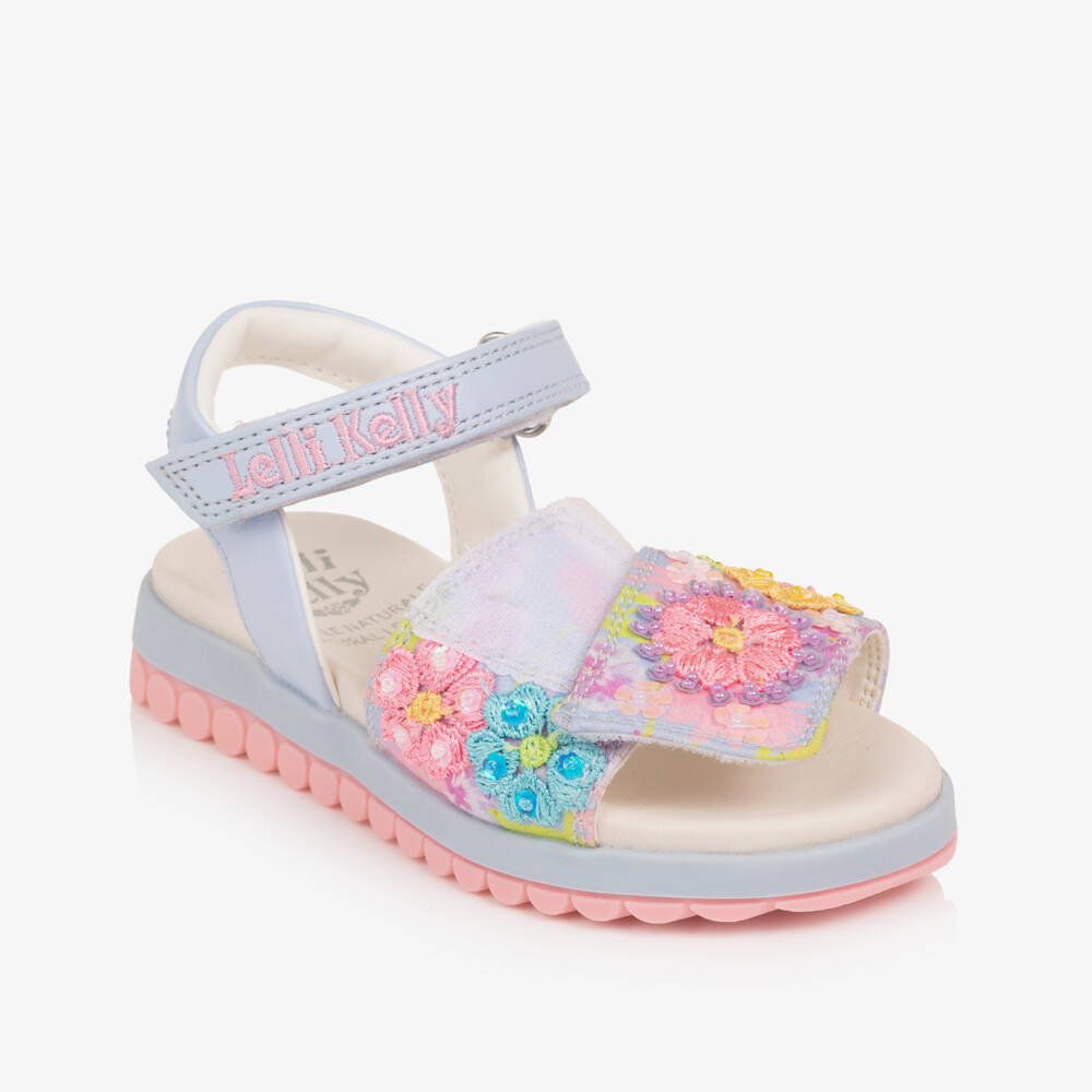 Lelli Kelly-صندل مزين بورود مطرزة وخرز لون أزرق للبنات | Childrensalon