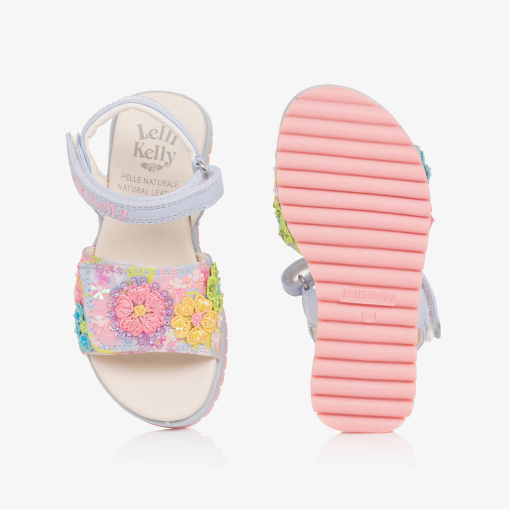 Lelli Kelly-صندل مزين بورود مطرزة وخرز لون أزرق للبنات | Childrensalon