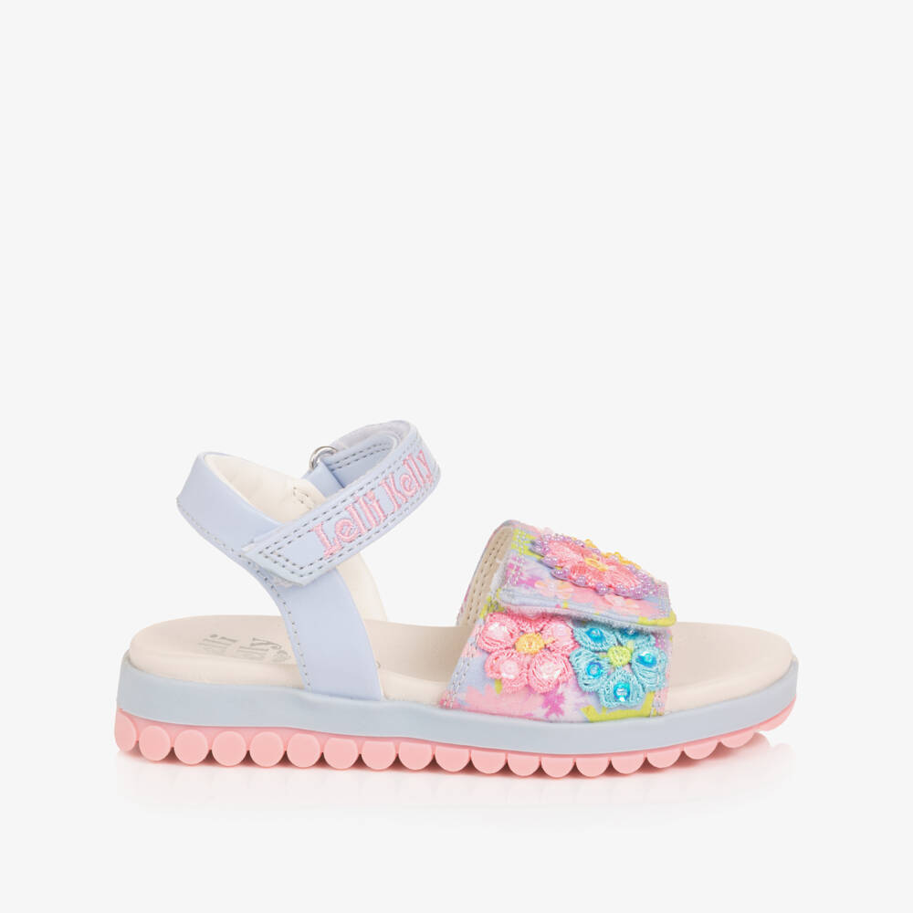 Lelli Kelly-صندل مزين بورود مطرزة وخرز لون أزرق للبنات | Childrensalon