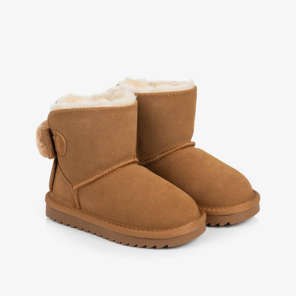 Lelli Kelly-Girls Brown Suede Boots with Teddies | Childrensalon
