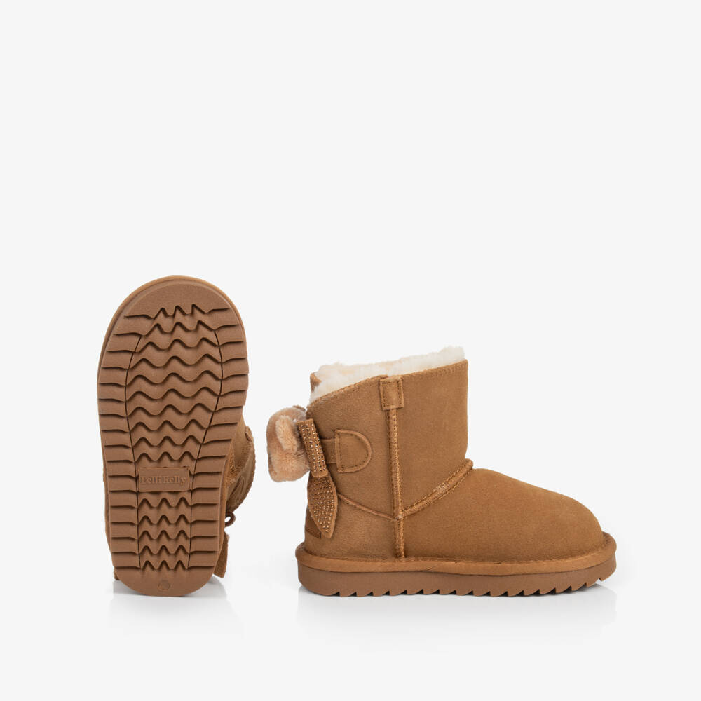 Lelli Kelly-Girls Brown Suede Boots with Teddies | Childrensalon