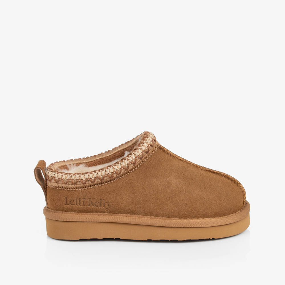 Lelli Kelly-Girls Brown Suede Chunky Sole Slippers | Childrensalon